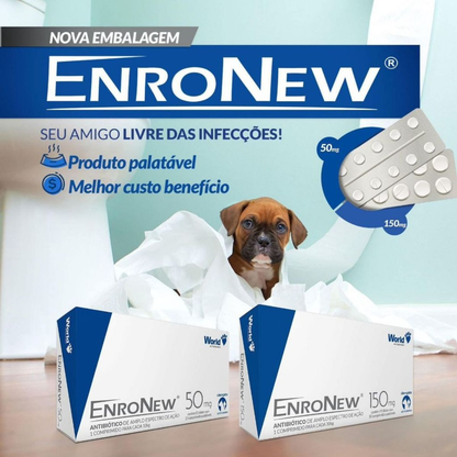Enronew 50mg Para Cães E Gatos Com 10 Comprimidos - World