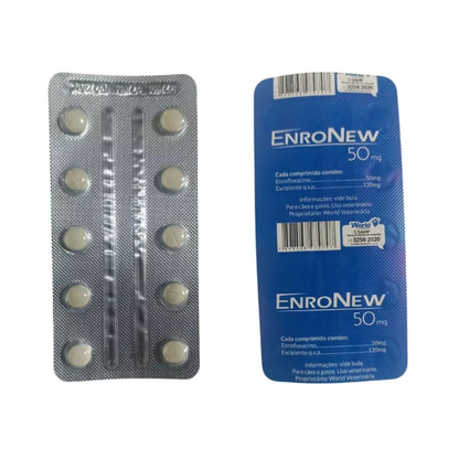 Enronew 50mg Para Cães E Gatos Com 10 Comprimidos - World