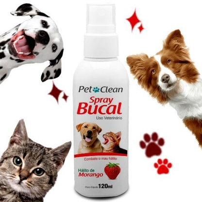 Spray Bucal p/ Cães Gatos Combate Mau Hálito Pet Clean 120ml