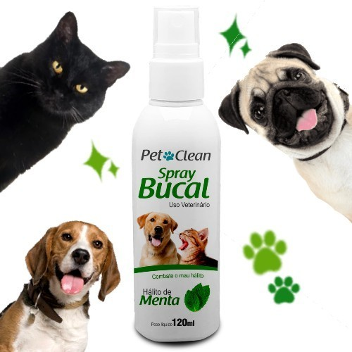 Spray Bucal p/ Cães Gatos Combate Mau Hálito Pet Clean 120ml