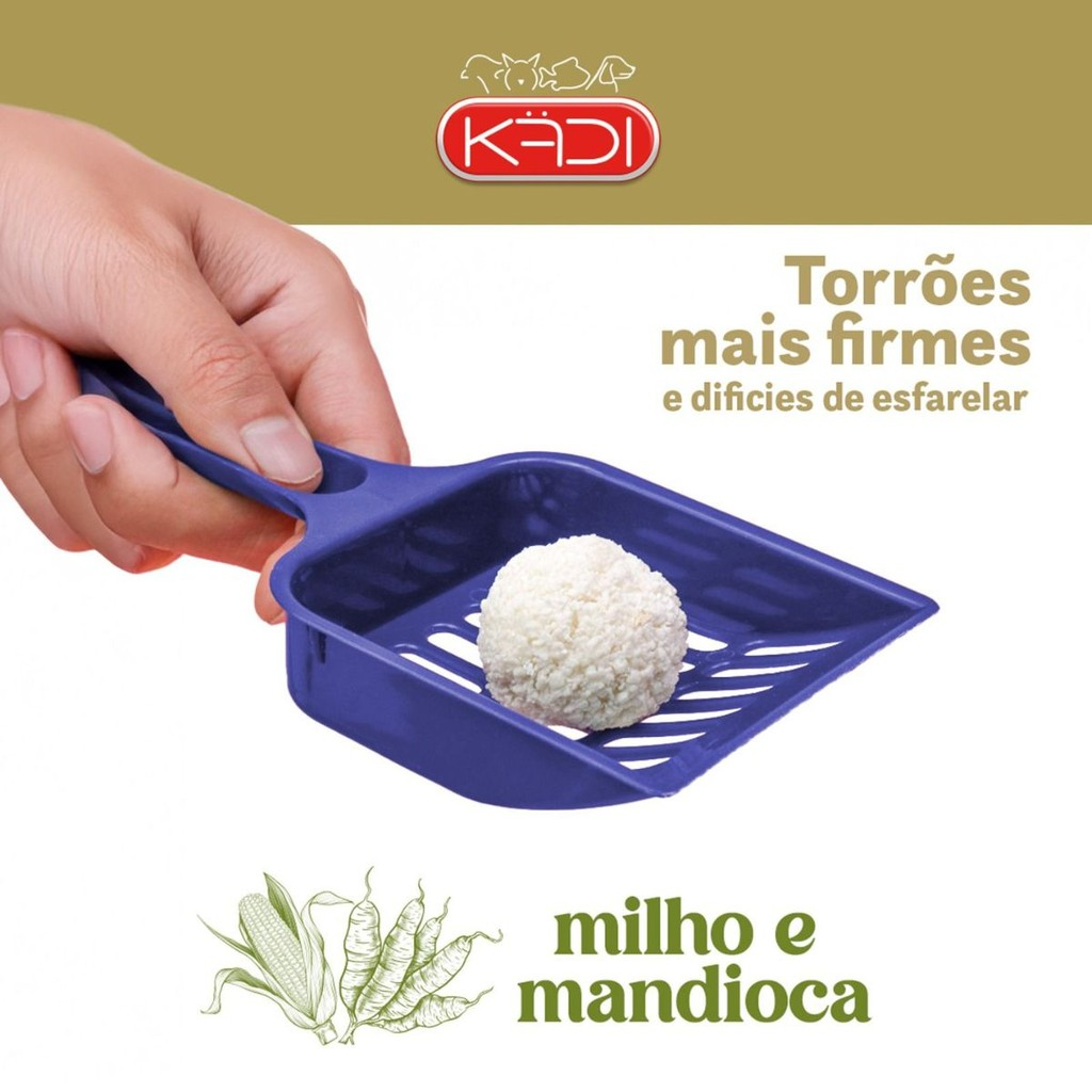 Areia Biodegradável Kadi Grãos Finos Gato 12 KG Grão Cat Milho Mandioca Bio (3 pacotes de 4 kg)