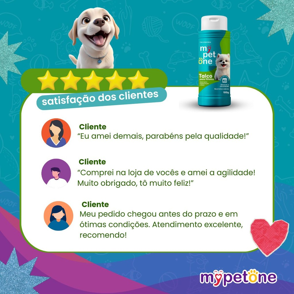 Talco Higiênico Perfumado Para Cães Filhotes Mypetone - 100g