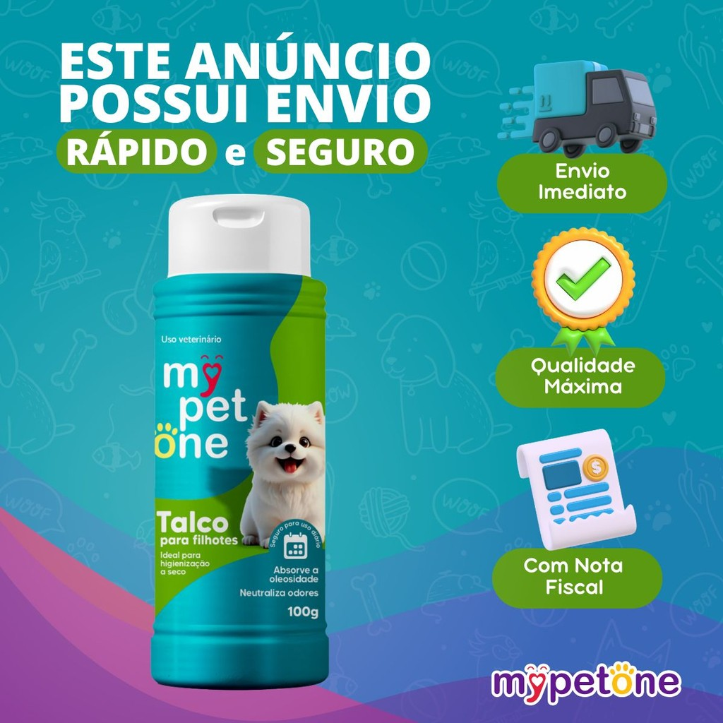 Talco Higiênico Perfumado Para Cães Filhotes Mypetone - 100g