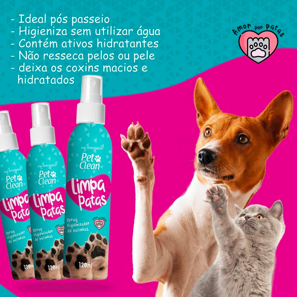 Limpa Patas 120mL Pet Clean Cães e Gatos