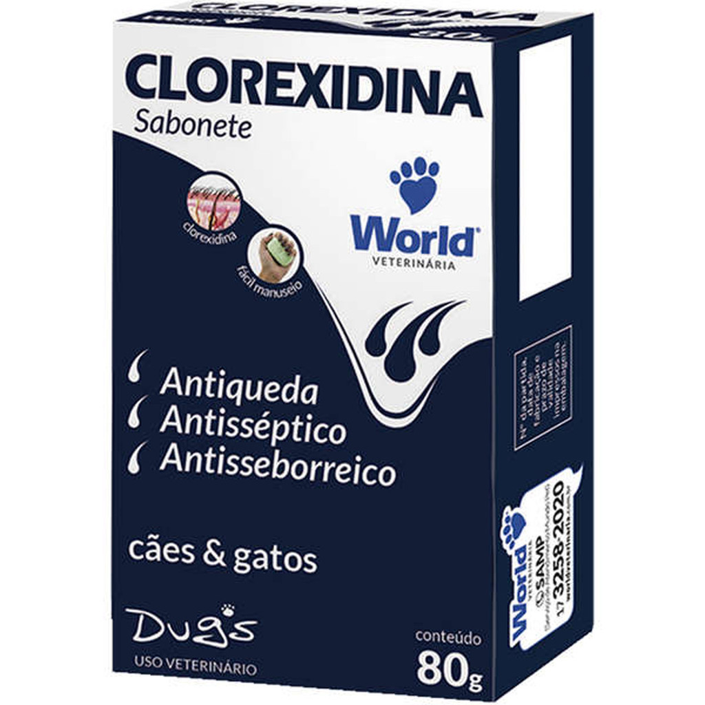 Sabonete Clorexidina Dug's World Veterinária para Cães & Gatos - 80 g