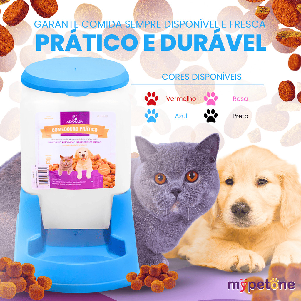 Comedouro Automatico Cachorro Gato Prático 3 litros - Alvorada Azul