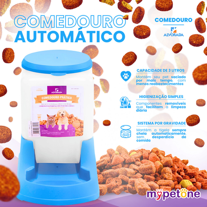 Comedouro Automatico Cachorro Gato Prático 3 litros - Alvorada Azul