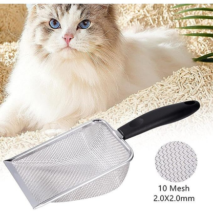 Pá Higiênica De Areia Para Gatos Peneira Coletora Aço Inox