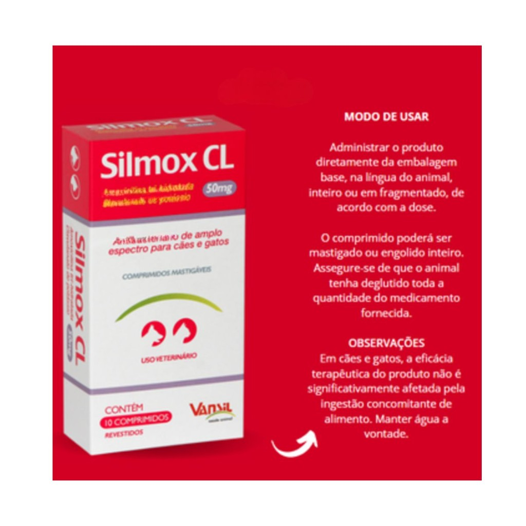 Silmox CL 50mg caixa com 10 Comprimidos Para Cães Vansil
