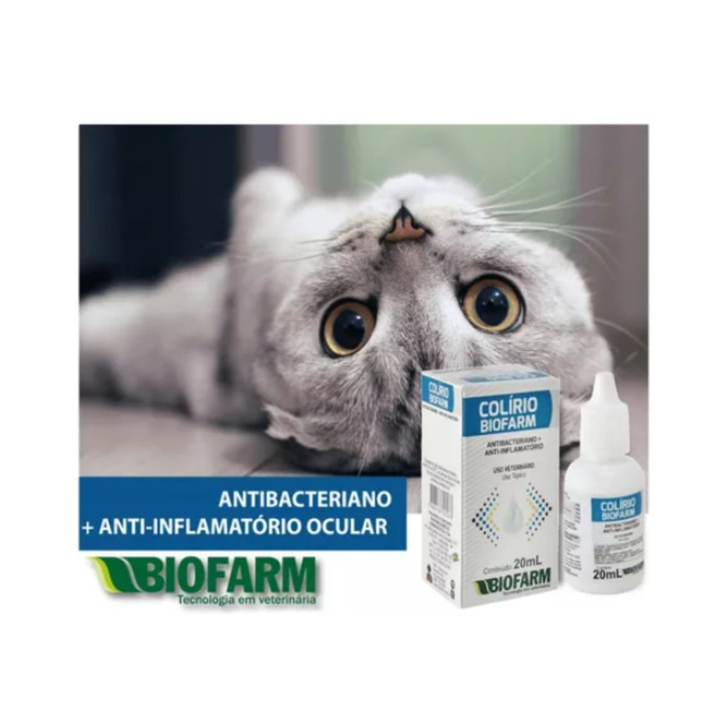 Colírio Para Cães e Gatos Biofarm 20ml Infecções Oculares