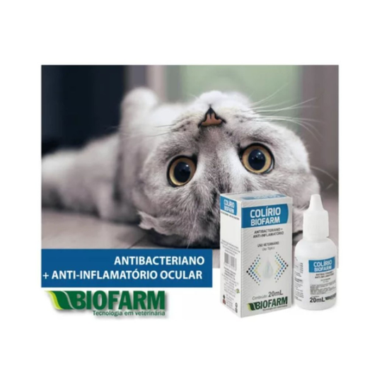 Colírio Para Cães e Gatos Biofarm 20ml Infecções Oculares