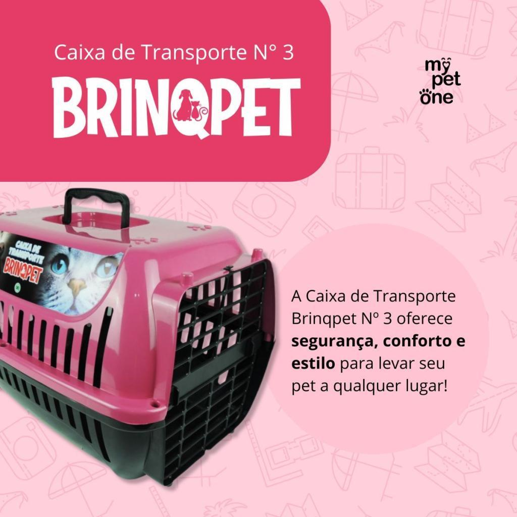 Caixa de Transporte Brinqpet Nº 3 Rosa para Cães e Gatos