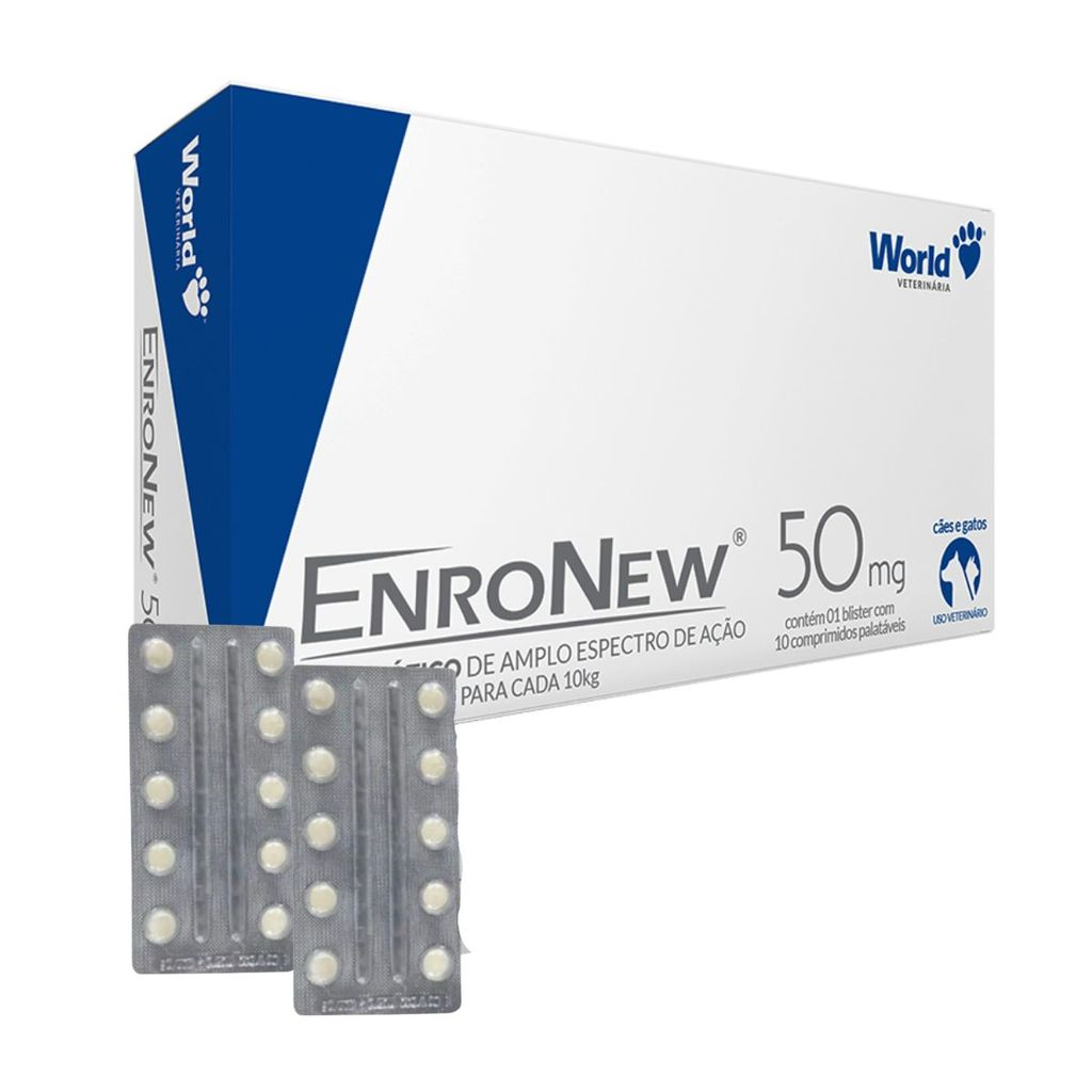 Kit 02 Enronew 50Mg Para Cães E Gatos 20 Comprimidos - World