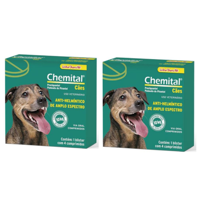 Kit 2 Chemital Chemitec Vermífugo Para Cães - 4 Comprimidos