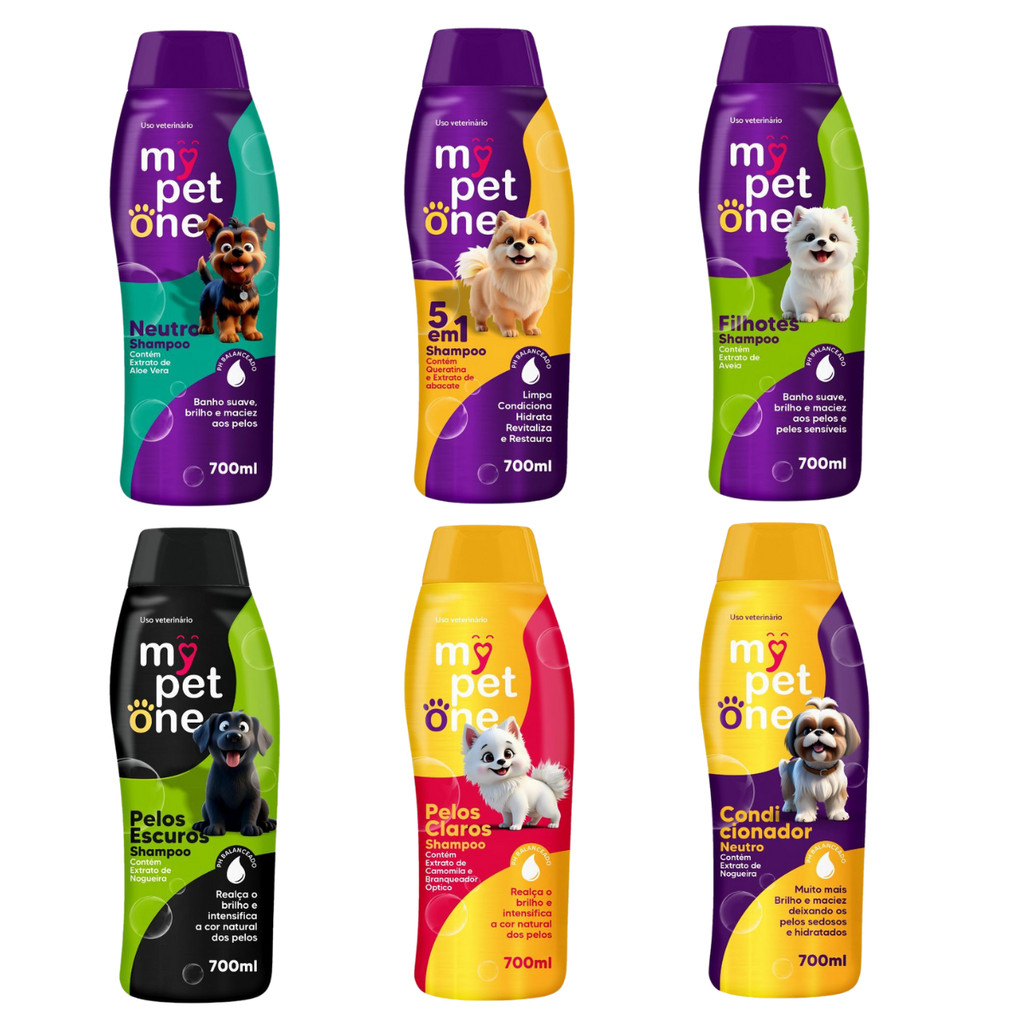 Shampoo e Condicionador para Cachorro e Gato Mypetone 700 ml - 1 Unidade ou Kit 2 Unidades