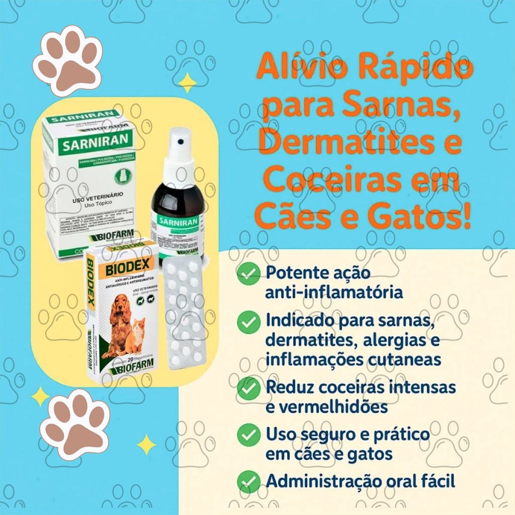 Kit para Sarnas - Sarniran 100ml + Biodex 20 comp - Biofarm