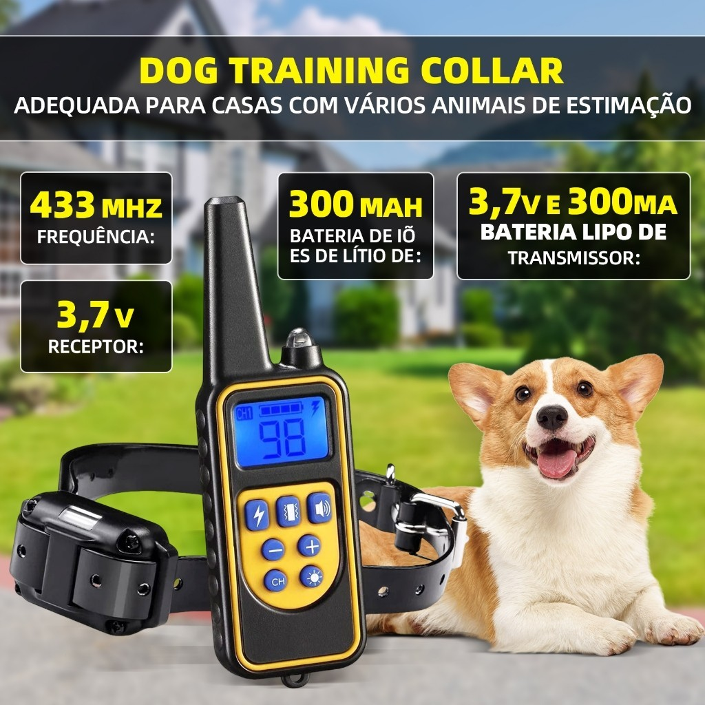 Coleira de Treino para Cães com Controle Remoto, À Prova d'Água 4 Modos– Ideal para Múltiplos Pets