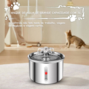 Fonte de Água Automática para Pets 2L em Aço Inoxidável Silenciosa com Janela de Nível para Gatos e Cães VITOR