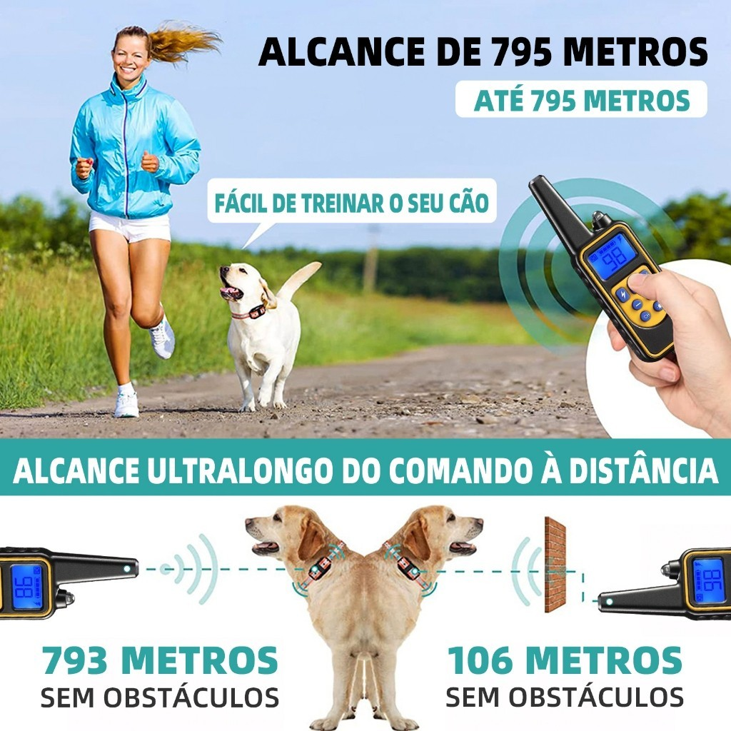 Coleira de Treino para Cães com Controle Remoto, À Prova d'Água 4 Modos– Ideal para Múltiplos Pets
