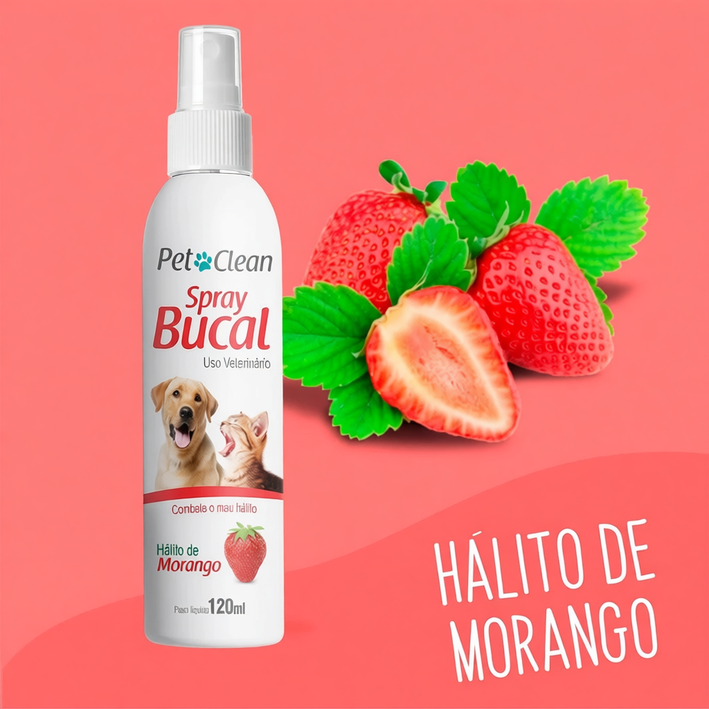 Spray Bucal p/ Cães Gatos Combate Mau Hálito Pet Clean 120ml
